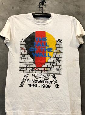 BERLIN柏林墙欧美高街chic嘻哈短袖hiphop潮流落肩男女情侣款T恤