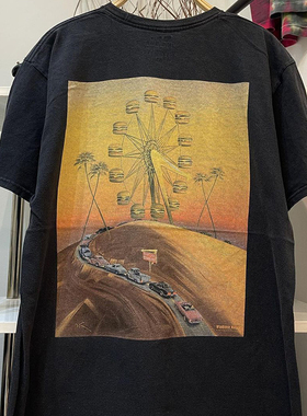 IN-N-OUT Burger Vintage潮流复古汉堡摩天轮男女休闲宽松短袖T恤