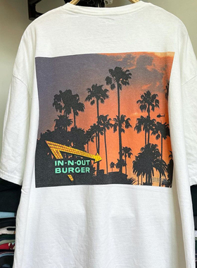 IN-N-OUT Burger西海岸风景cec日系潮流落肩短袖男女宽松休闲T恤