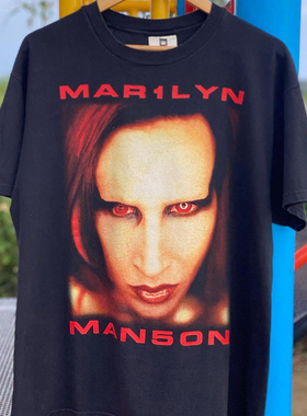 Marilyn Manson玛丽莲曼森vintage复古美式高街FOG短袖男女T恤潮
