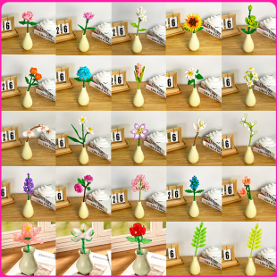 2025新款积木花束永生花朵手工单支益智拼装拼图6到12岁玩具礼物
