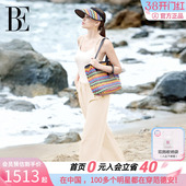 BE范德安轻熟简约风花色编织手提包女海边度假游泳包大容量耐磨