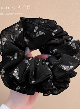 韩国ins风撞色高端印花蝴蝶多层肥肠圈2026新款洋气头绳耐用发圈