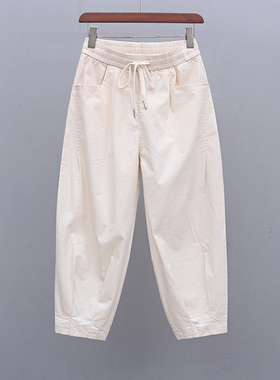 2025年夏季薄款松紧腰8分休闲裤宽松束脚百搭哈伦裤潮流显瘦女裤