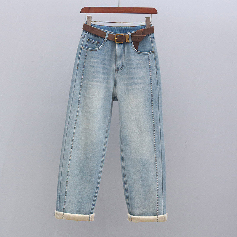 老爹裤欧货春秋时尚显瘦宽松高腰牛仔裤2025新款潮流浅蓝色哈伦裤,女装/女士精品,牛仔裤,淘宝优惠券,粉丝福利购,淘宝优惠卷