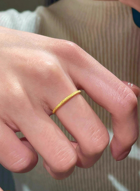 洗澡不掉色迷你细闪戒指钛钢闪烁通勤精致叠戴素圈简约显白贵气