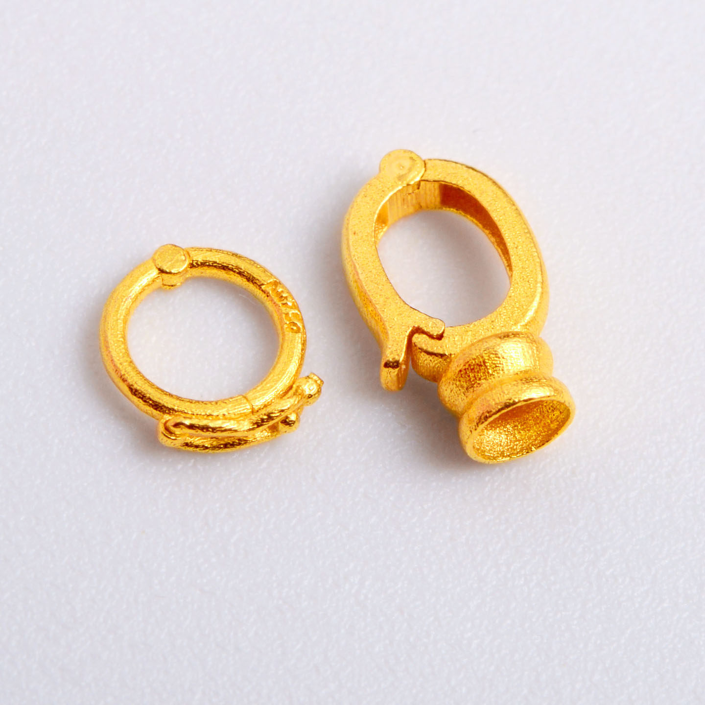 18k金扣头古法配件拳头au750黄金吊坠扣配件珍珠项链手链连接扣子