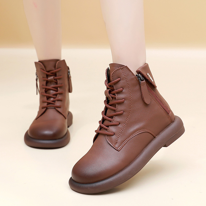 玲峰大码真皮女鞋柔软舒适保暖