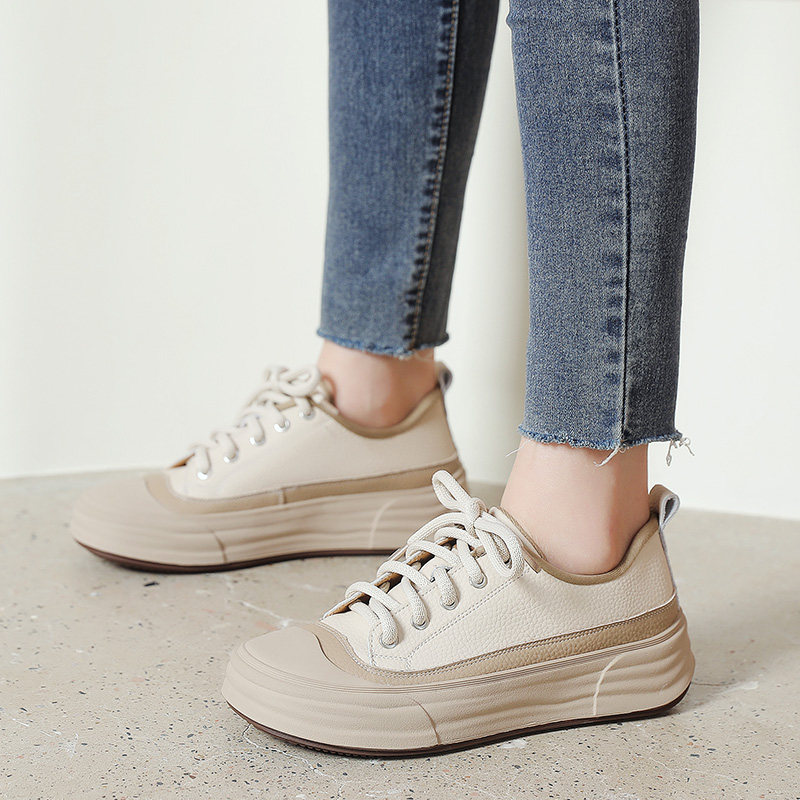 百搭新款平底系带大码休闲鞋真皮百搭防滑厚底学生小白鞋单鞋女41,女鞋,深口单鞋,淘宝优惠券,粉丝福利购,淘宝优惠卷