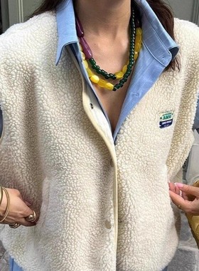 欧美时尚羊羔绒毛毛马甲上衣女背心外套 Vest Tank Top Waistcoat