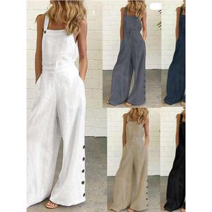 Buttoned Wide Leg Solid 带纽扣阔腿裤 Sleeveless Pants Color