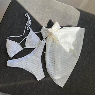 欧美泳衣三件式露背抽绳绑带比基尼泳装Backless swimsuit bikini