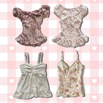 Sweet top新款甜美清新纯色蕾丝百搭性感吊带连衣裙女式上衣百搭