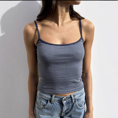 Striped short camisole, slim fit fashion camisole, summer