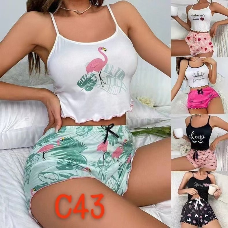 Women's suspender vest shorts set milk silk pajamas