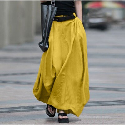 Autumn casual long skirt女大码A字裙高腰显瘦跳舞大摆半身长裙