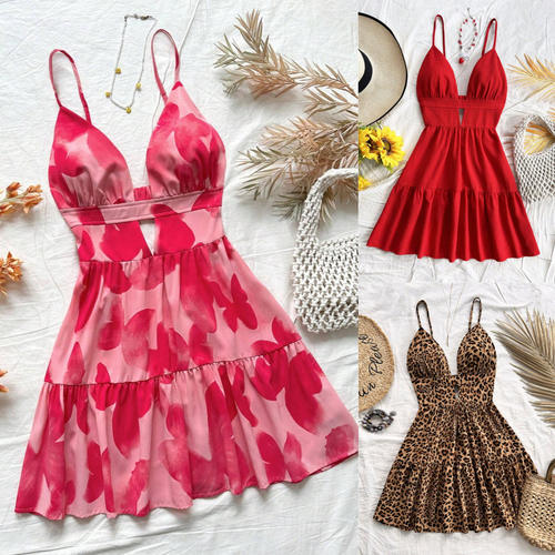 women Sleeveless backless camisole dress无袖露背吊带连衣裙女