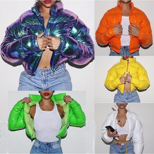 Large size women's bright bread jacket, down cotton jacket