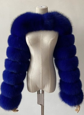 外贸欧美超短皮草披肩上衣外套女 fur crop shawl top coat women