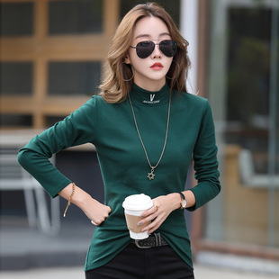 半高领针织衫保暖打底衫女秋冬装网红白领微胖小个子内搭上衣t恤