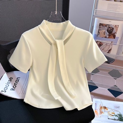 独特漂亮polo衫领带上衣女生短袖t恤清纯系夏日穿搭t恤设计感衣服