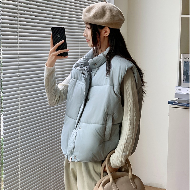 国风新中式马甲女秋冬韩版宽松羽绒棉服马夹背心坎肩短款外套风衣