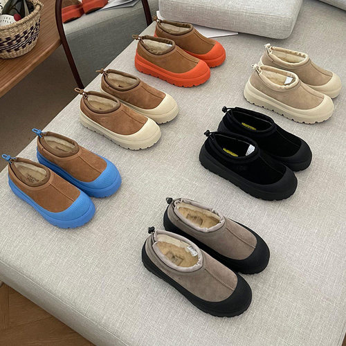 河南桑坡新款塔斯曼王一博低帮男女情侣款雪地靴冬季皮毛一体棉鞋