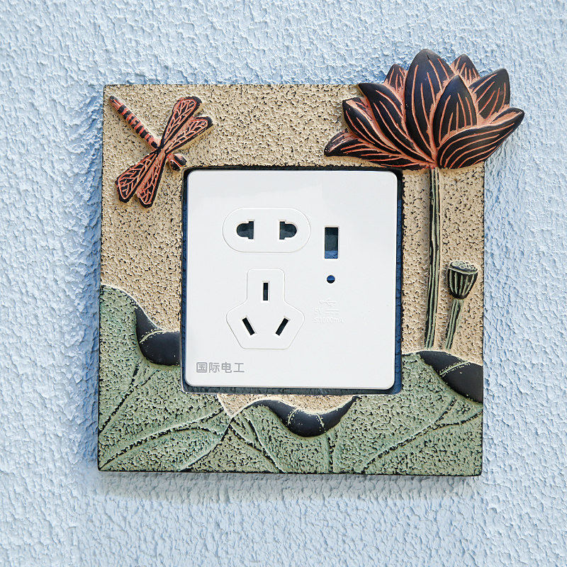 中式开 关墙贴3D立体遮挡墙贴客厅卧室家用开 关保护套创意开 关,家居饰品,开关贴,淘宝优惠券,粉丝福利购,淘宝优惠卷