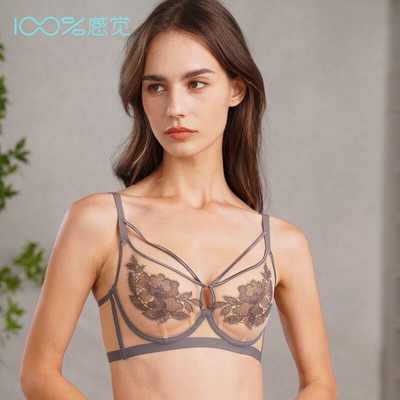 100%百分百感觉女士性感超薄网纱透气稳固有型记忆圈C杯内衣1653