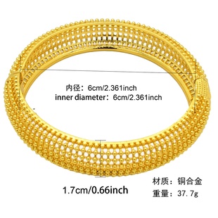 跨境热销女士沙金手镯bangles 24k镀金镂空雕花图腾新娘手镯