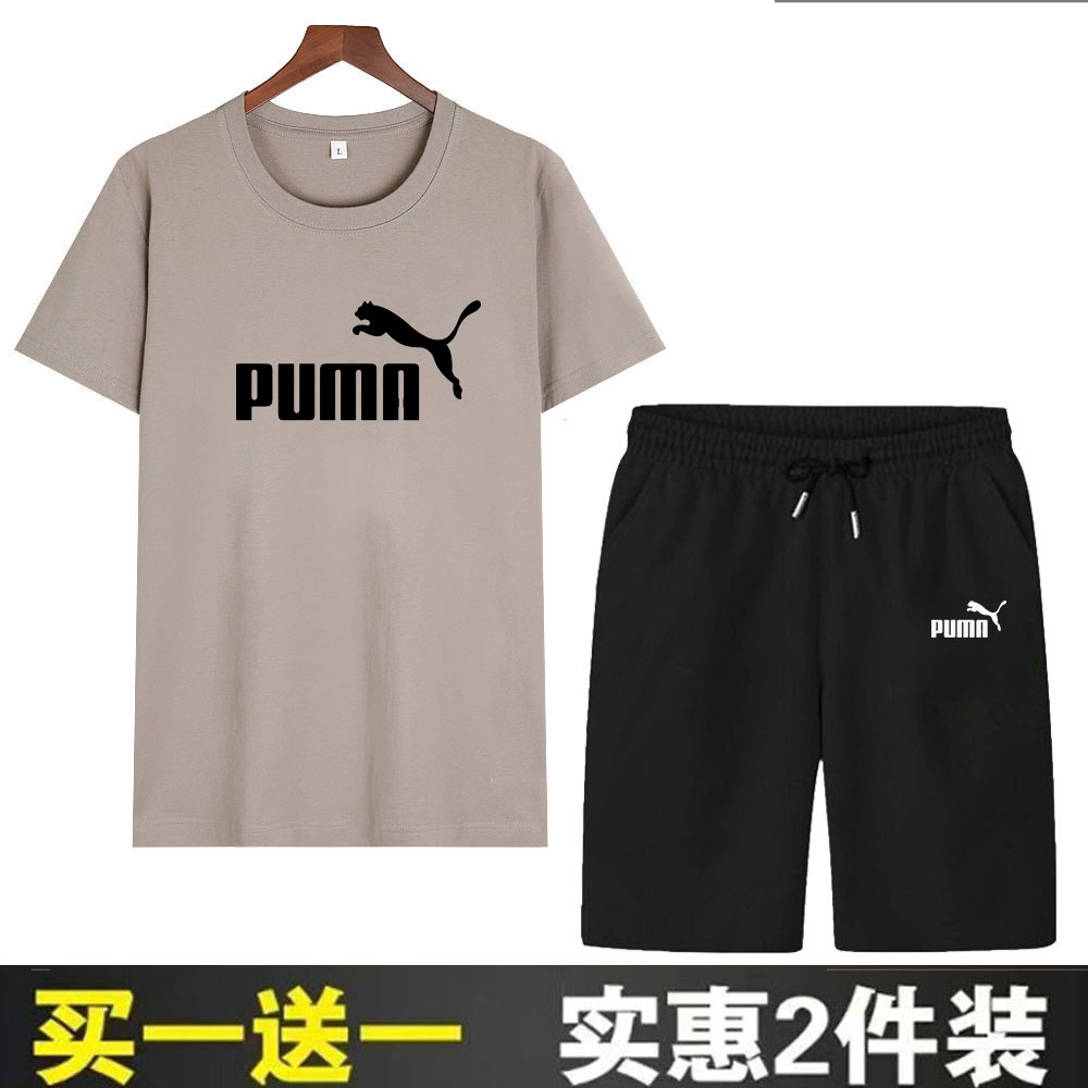 100%纯棉短袖五分裤两件装男套装