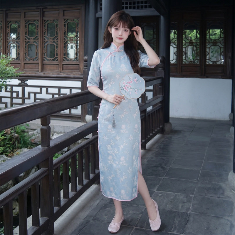 2026年夏季新款日常可穿小个子连衣裙新中式少年复古民国风旗袍女