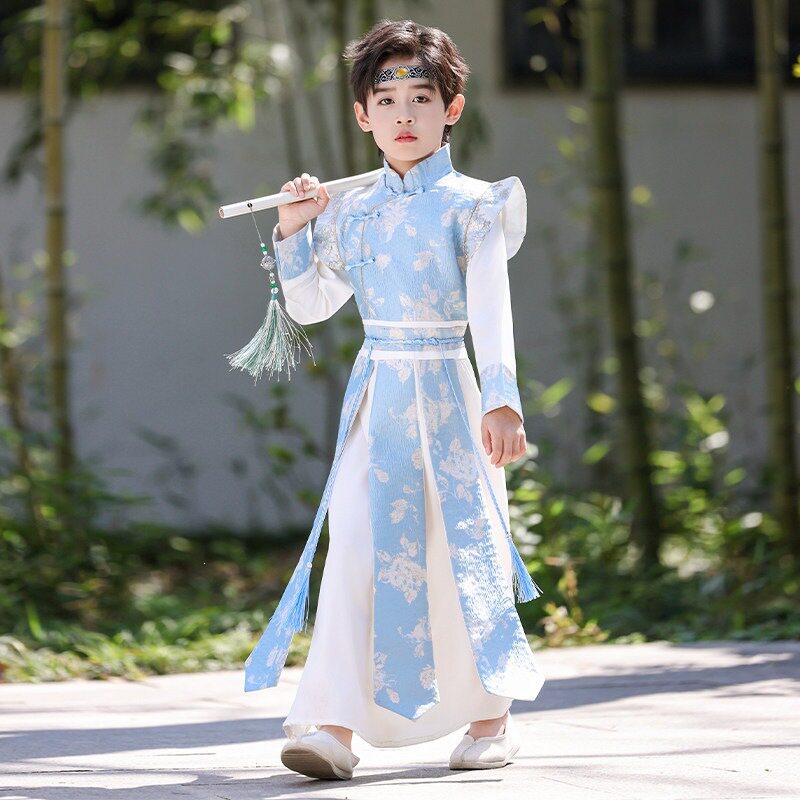 汉服男童国学服古装武侠风春季男宝少爷服唐装演出服男孩中国风