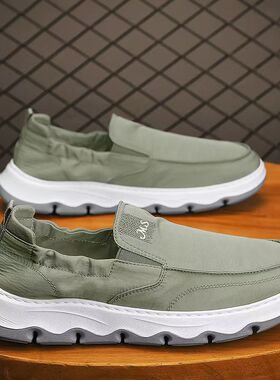 冰丝帆布男鞋冬季新款爆款懒人一脚蹬运动休闲板鞋老北京布鞋子