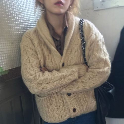 重磅九股加厚100%山羊绒开衫