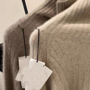 山羊绒高领毛衣女2025秋冬新款前短后长开叉宽松显瘦针织打底衫