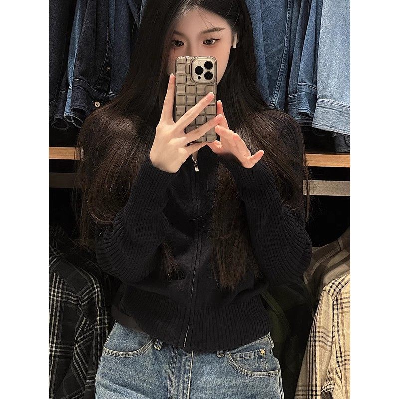 100%山羊绒开衫女2025新款复古立领拉链短款修身显瘦针织毛衣外套,女装/女士精品,羊绒衫,淘宝优惠券,粉丝福利购,淘宝优惠卷