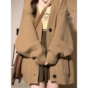 宽松大码 女纯色中长款 加厚毛衣外套 100%山羊绒针织开衫 25秋冬新款