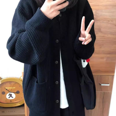 100%纯山羊绒开衫女加厚宽松