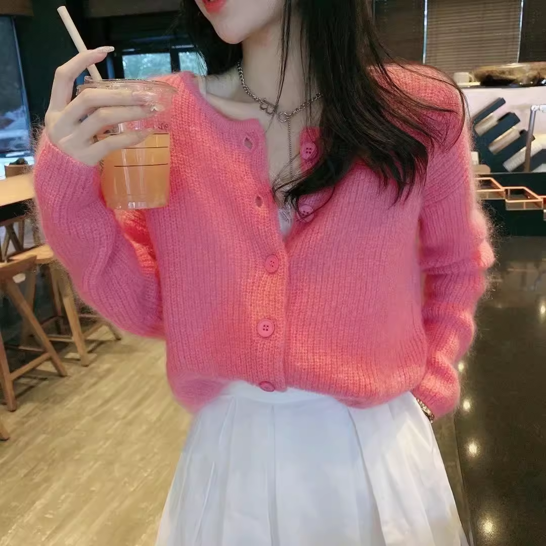 100%山羊绒开衫女短款