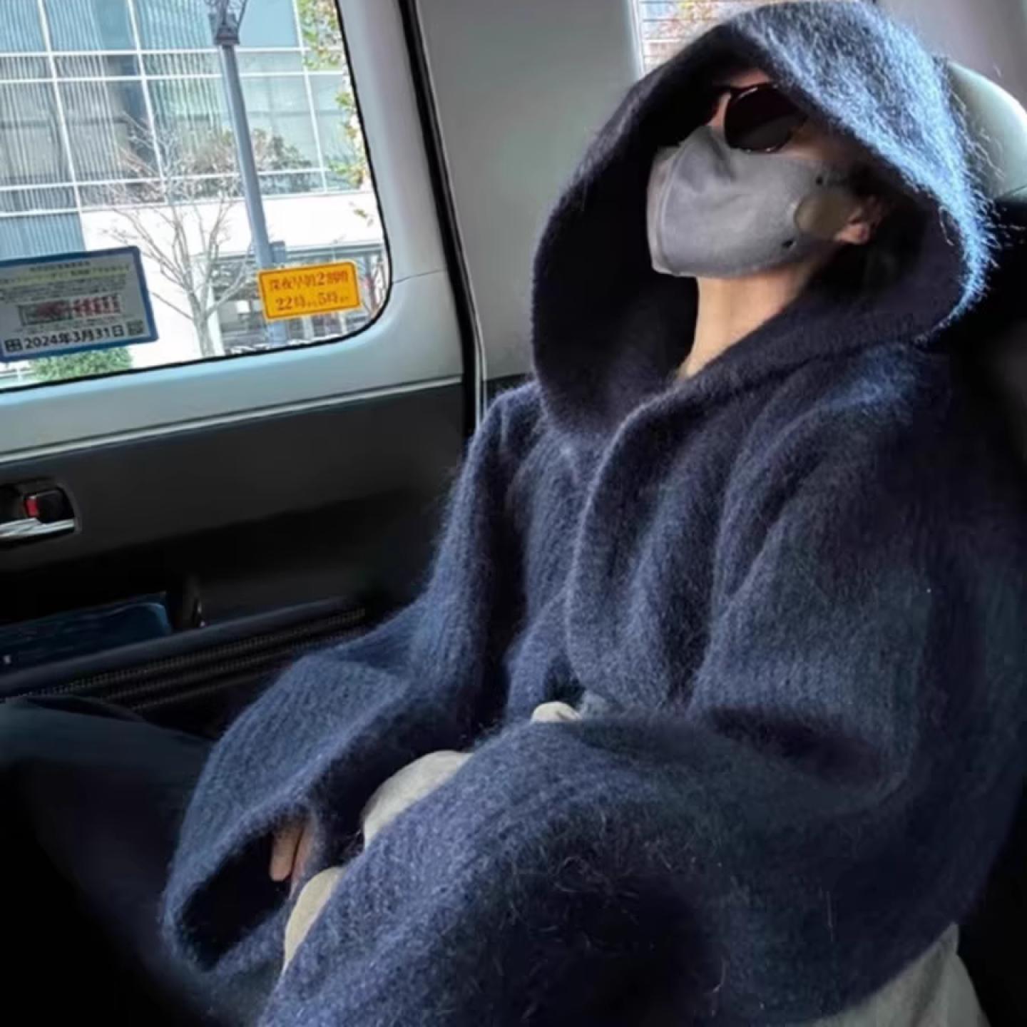 100%山羊绒开衫女连帽加厚宽松