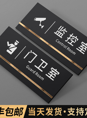 门卫保安室科室牌公司企业监控部闲人免进温馨提示门牌贴工厂仓库库房亚克力保卫科岗亭部门标识门贴牌子定制