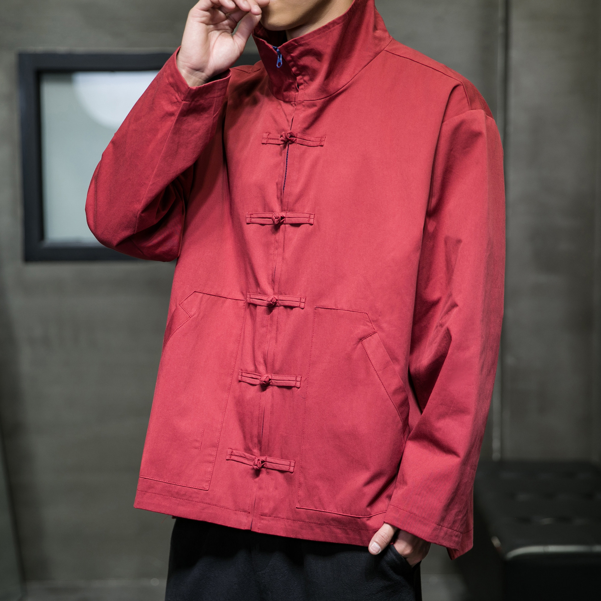 TANG MENS SPRING AND AUTUMN CHINESE STYLE MENS RETRO STYLE JACKET PLUS FAT PLUS SIZE LOOSE YOUTH HANFU JACKET TIDE