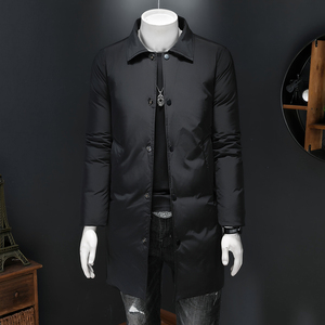 2024商务加厚新款男士中长款90白鸭绒羽绒服9819-P345假模图片
