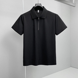 26夏季新款拉链纯色商务冰丝无痕修身POLO衫翻领短袖3011-P88挂白，男装T恤，钱塘6023