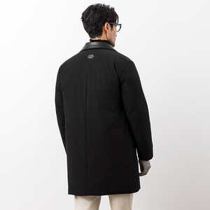 超柔蛋白冬季新款皮料拼接中长款羽绒服男90白鸭绒9823-P345大叔图片