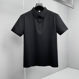 肌理感翻领2026夏季老钱新款拼接商务冰丝修身POLO衫D818-P78挂拍，男装Polo衫，钱塘6023