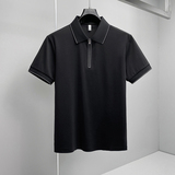 2026夏季新款拉链纯色商务冰丝修身POLO衫翻领短袖3021-P88挂白，男装T恤，钱塘6023