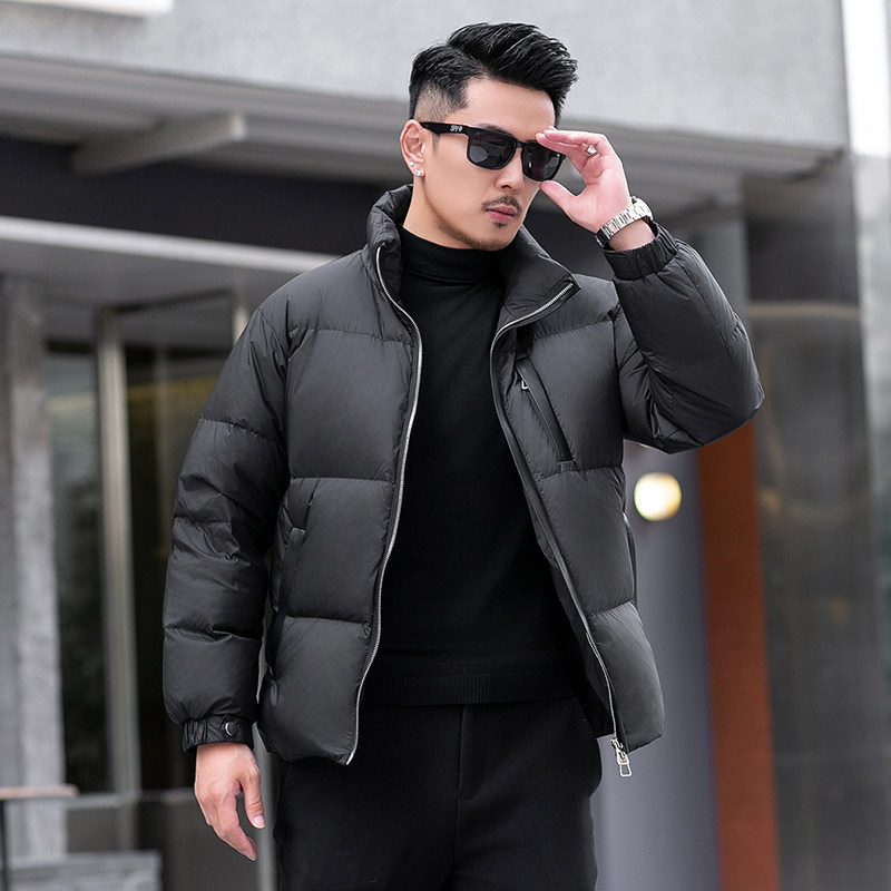 2025微落肩加厚皮拼接男士90白鸭绒羽绒服9821-P320模特,男装羽绒服,钱塘6023