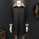 新款老钱风可脱卸灯芯绒拼接双领中长款羽绒服男9828-P345假模卡，男装羽绒服，钱塘6023